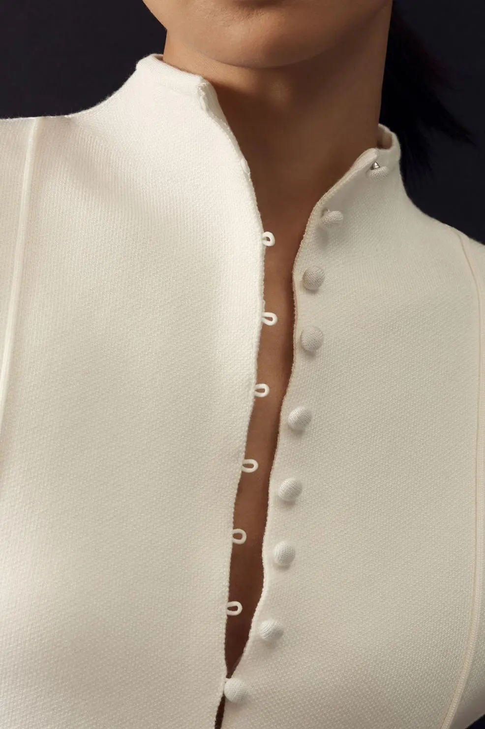 Mock-Neck Sleeveless Cardigan Sweater