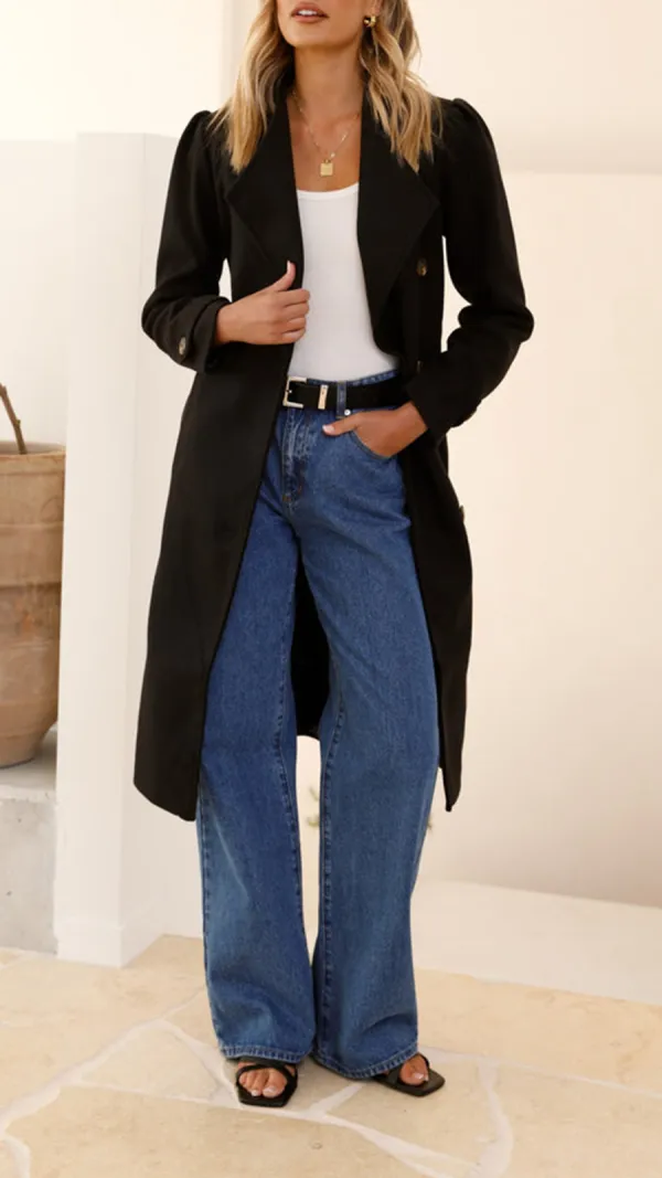 Elongated Button-Down Wool Jacket