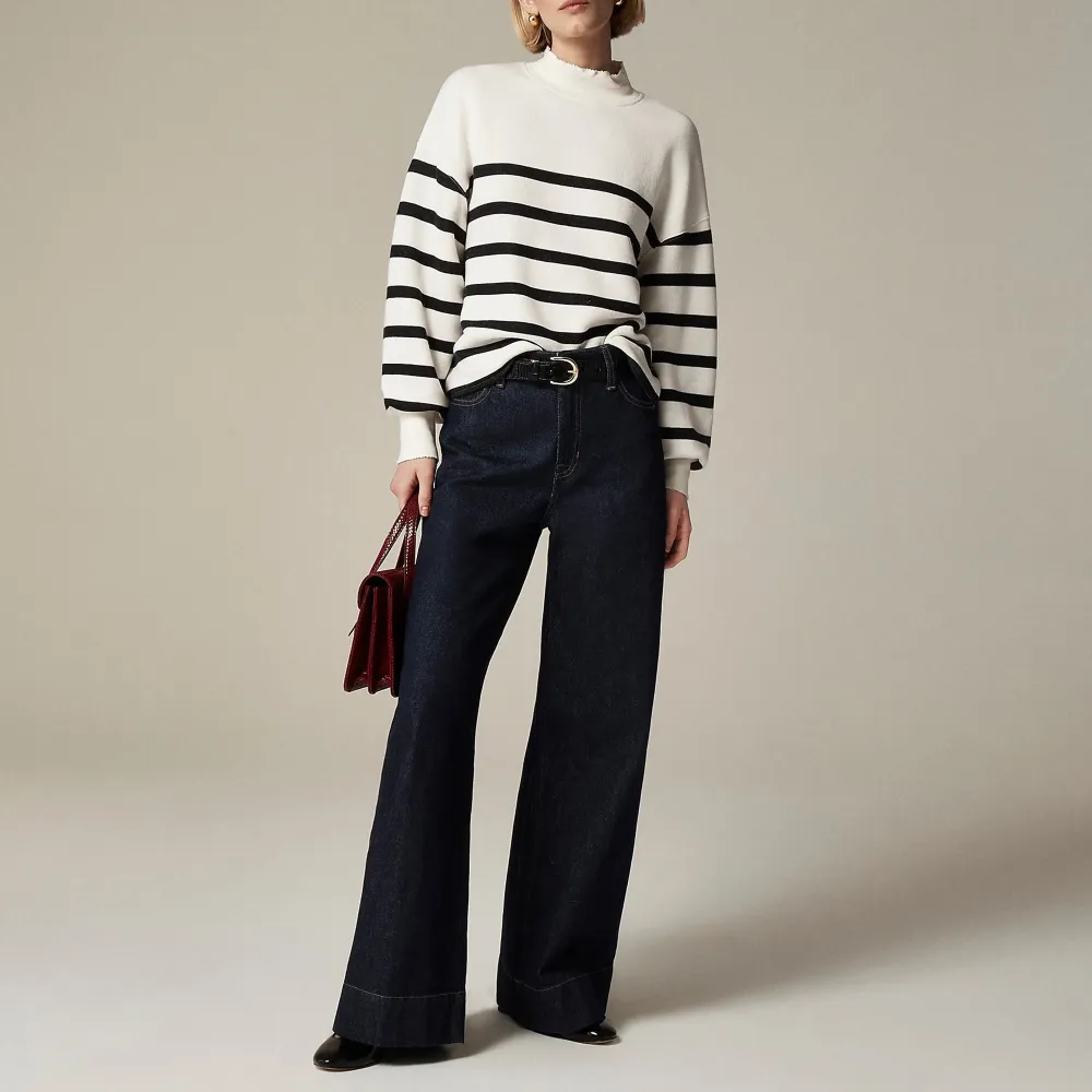 Terry Mockneck Stripe Sweaters