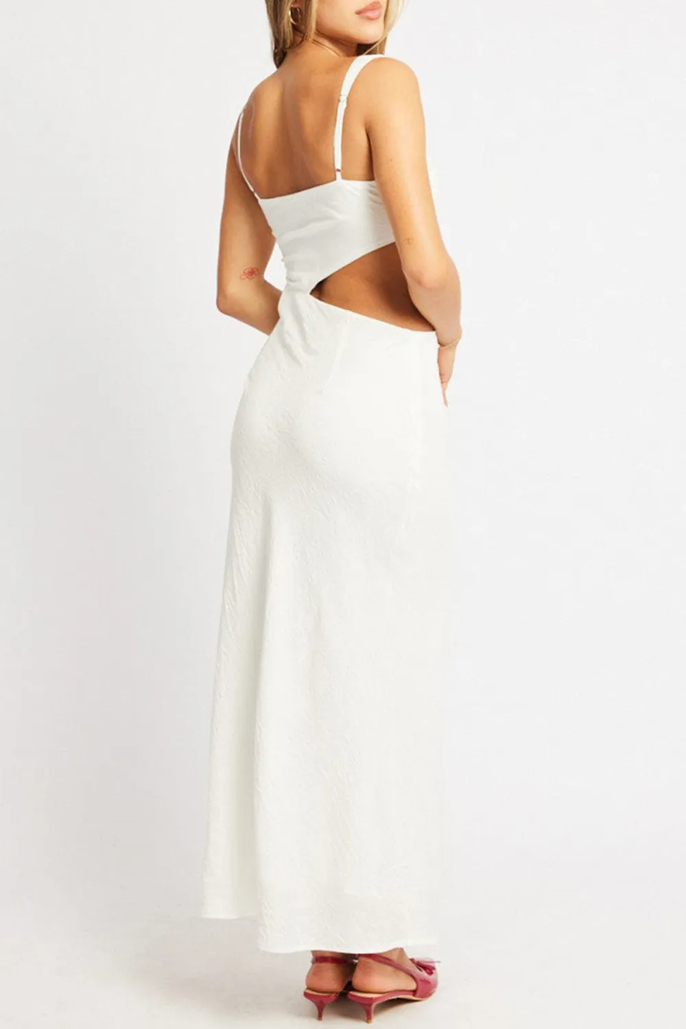 White Maxi Dress Cut Out Detail