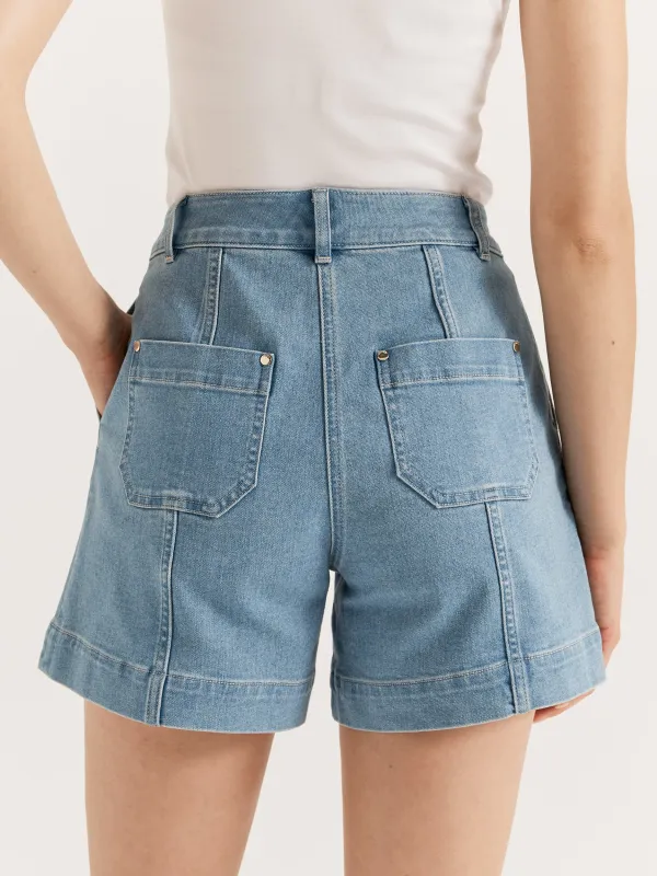 Wide Leg Jean Shorts with Pockets