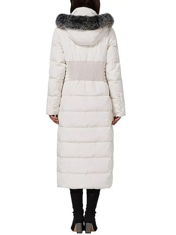 Women's long down jacket with fur hood Fan hip down jacket