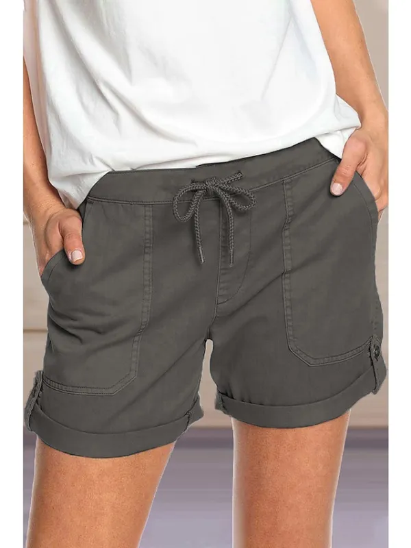 Women's Stylish Simple Cute Comfort Shorts Casual Daily Pants Plain Short Drawstring Elastic Waist Light Green