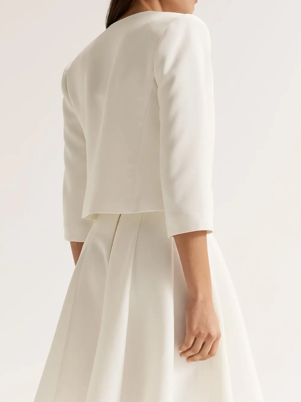 White Keyhole Neck 3/4 Sleeve Jackets