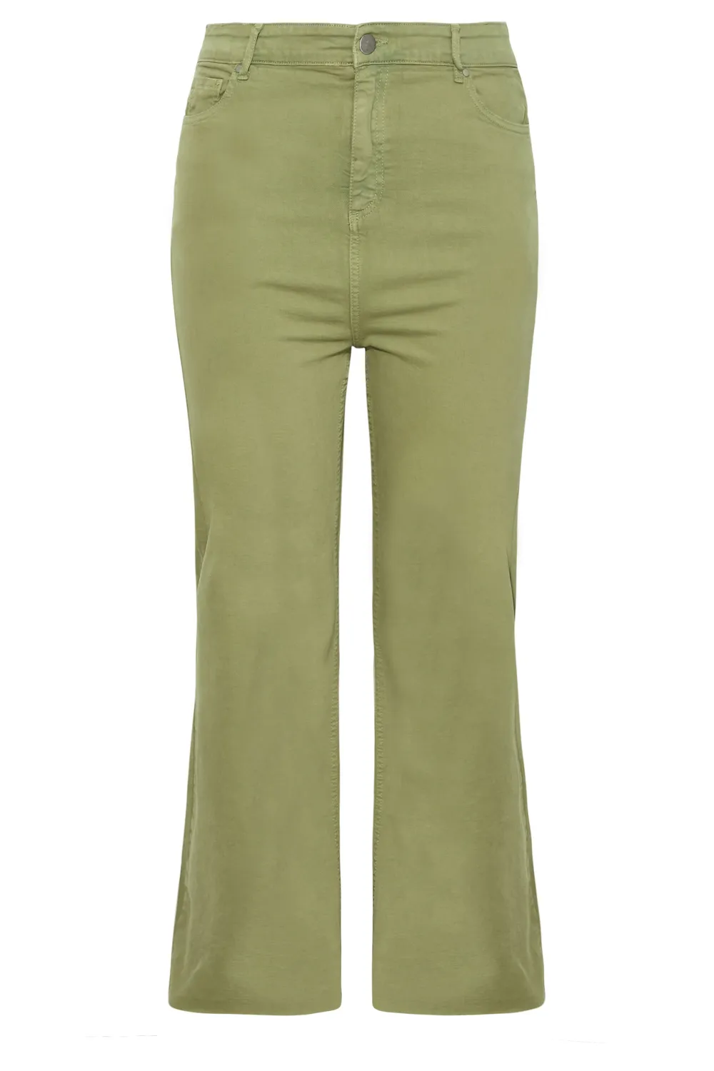YOURS Curve Khaki Green Stretch Wide Leg Jeans