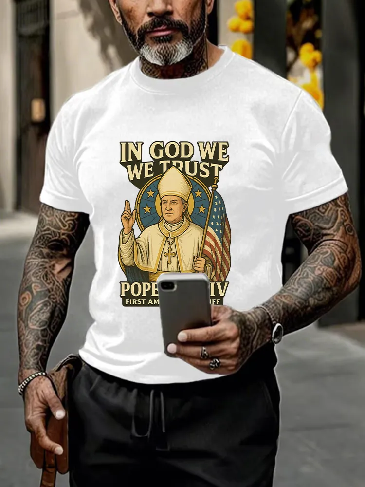 Men'S In God We Trust Pope Leo Xiv 8th May 2025 Printed T-Shirt