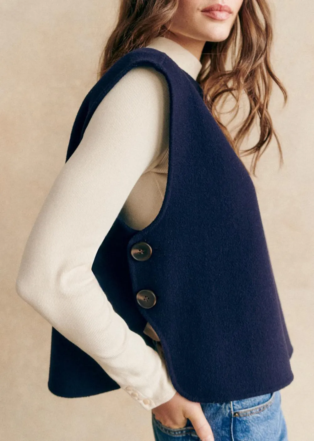 Solid Color Double-Faced Sleeveless Jacket