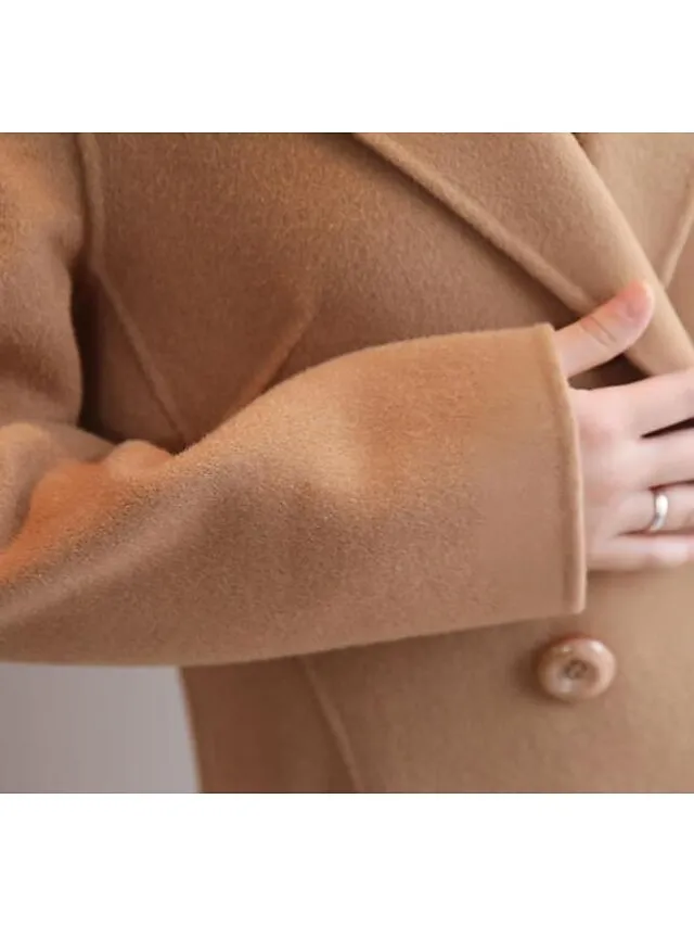 Women's Coat Long Coat Black Blue Camel Red Active Street Fall Regular Fit S M L XL XXL 3XL / Daily / Winter