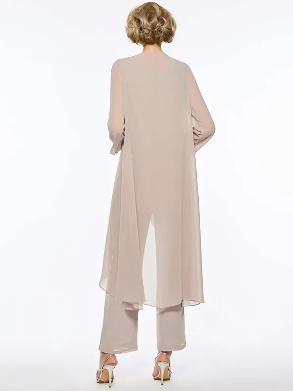 Round neck solid color vest long sleeve top trousers three-piece suit