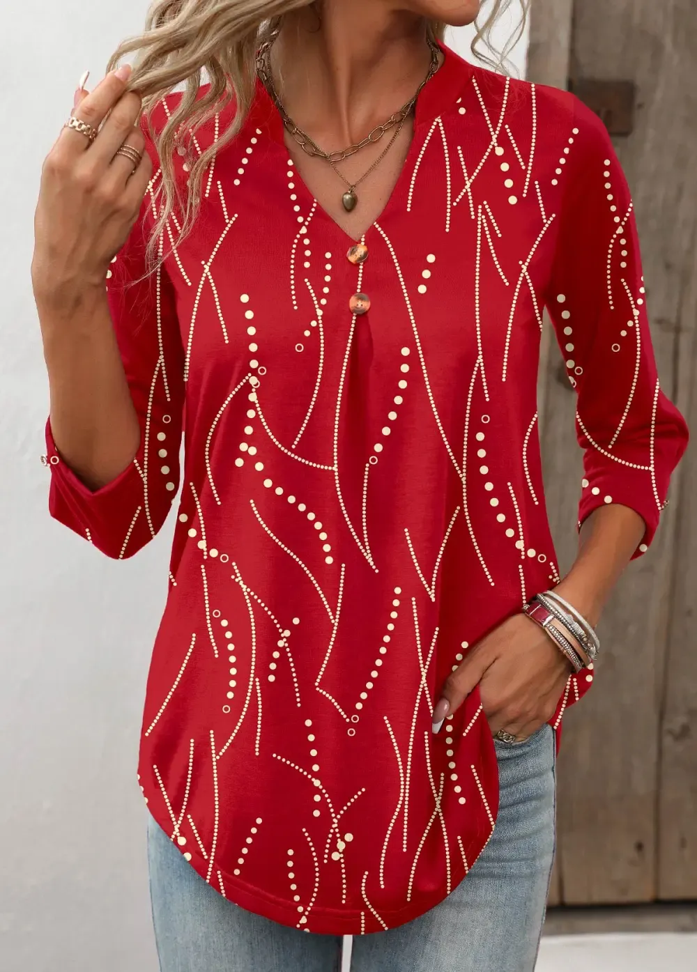 Black Friday Red Hot Stamping Geometric Print T Shirt