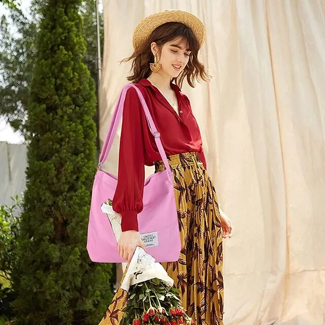 Canvas Tote Bag For Women Retro Large Size Canvas Shoulder Bag Hobo Crossbody Handbag Casual Tote For Shopping And Travel