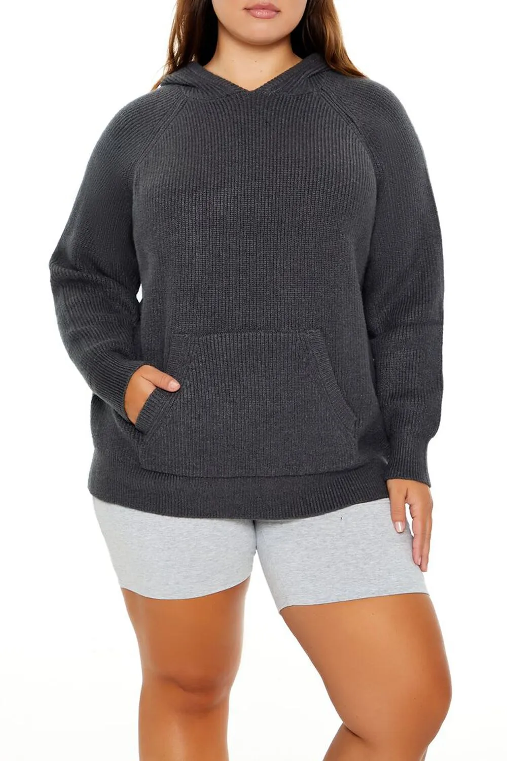 Plus Size Sweater-Knit Hoodie