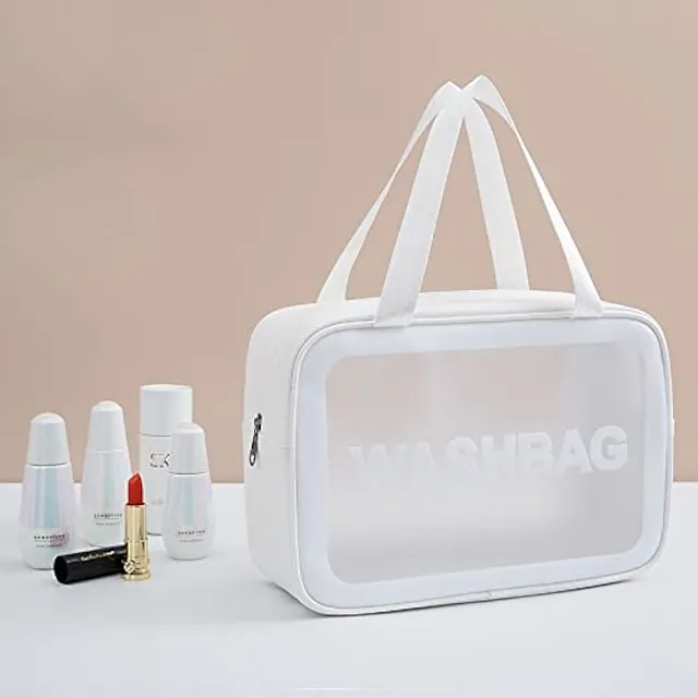 Clear Makeup Bag Waterproof Washing Cosmetic Bag With Zipper Handle Large Capacity Skin Care Products Travel Finishing Storage Bag