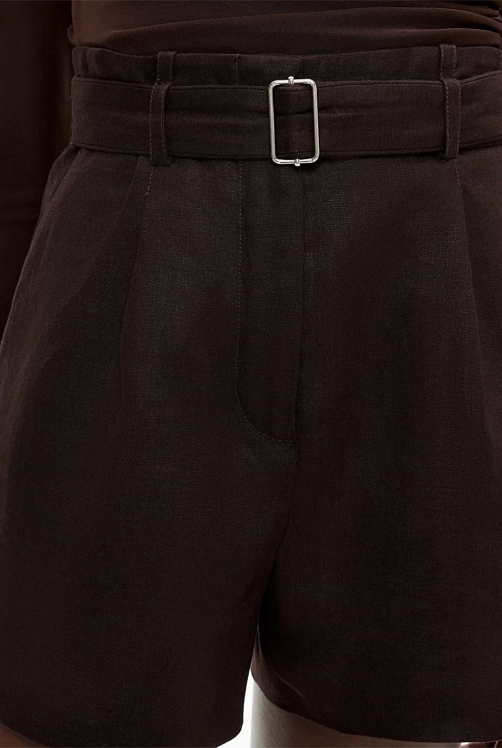 Ladies' Linen Waist-Cinching Short Pants