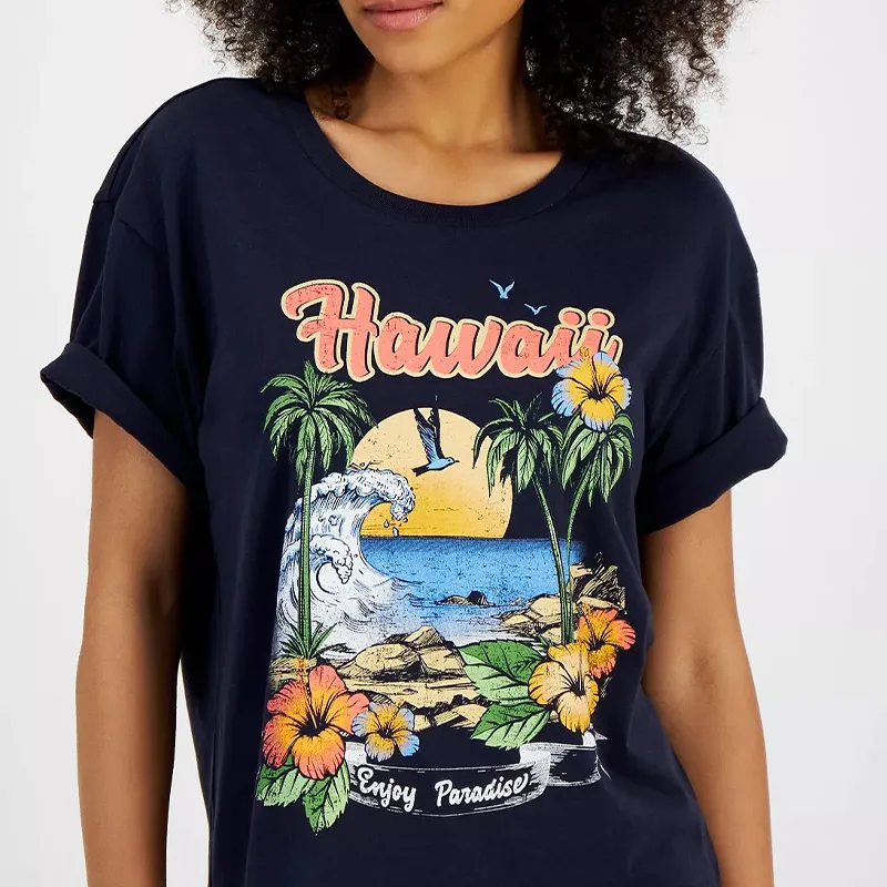 Hawaiian Beach View Printed Tee