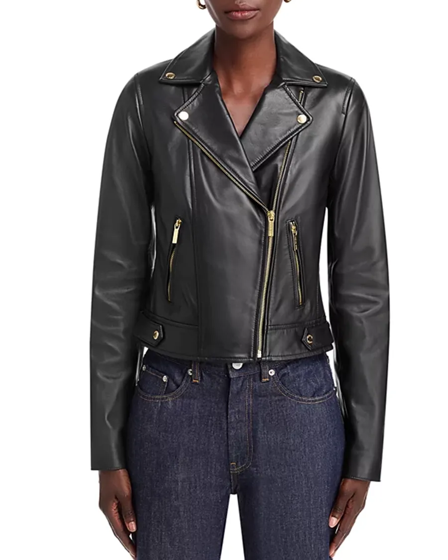 Long Sleeves Leather Moto Jacket