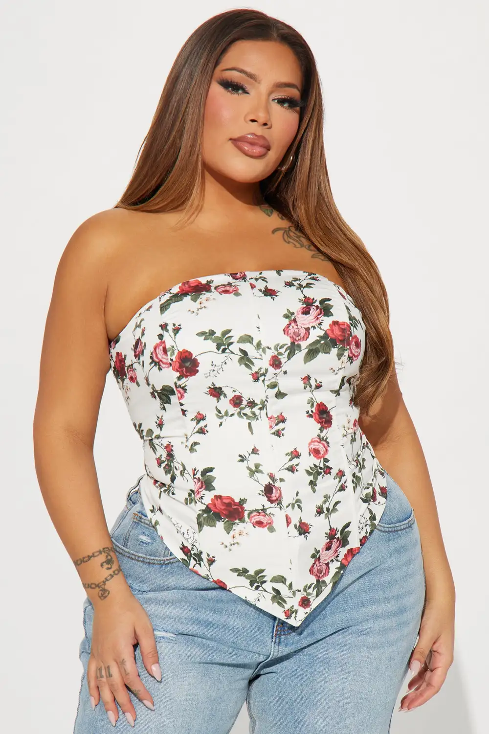 Rosey Days Corset Top - White/combo