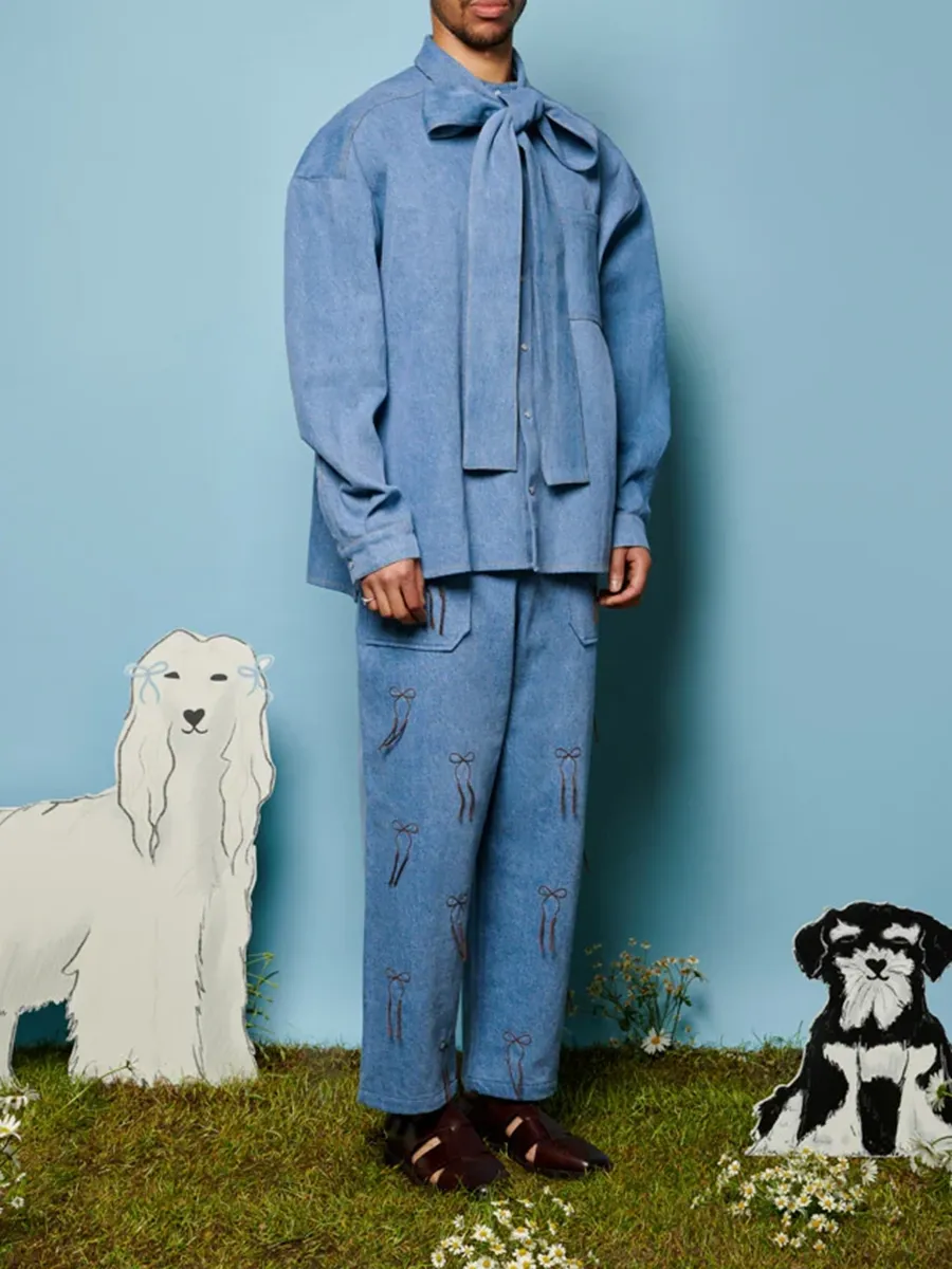 Casual Outfit Denim Bow Shirt