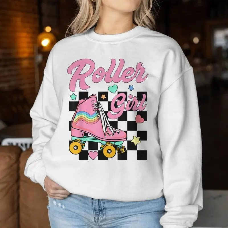 Roller Girl Retro Groovy Matching Roller Skating Skater Women Sweatshirt