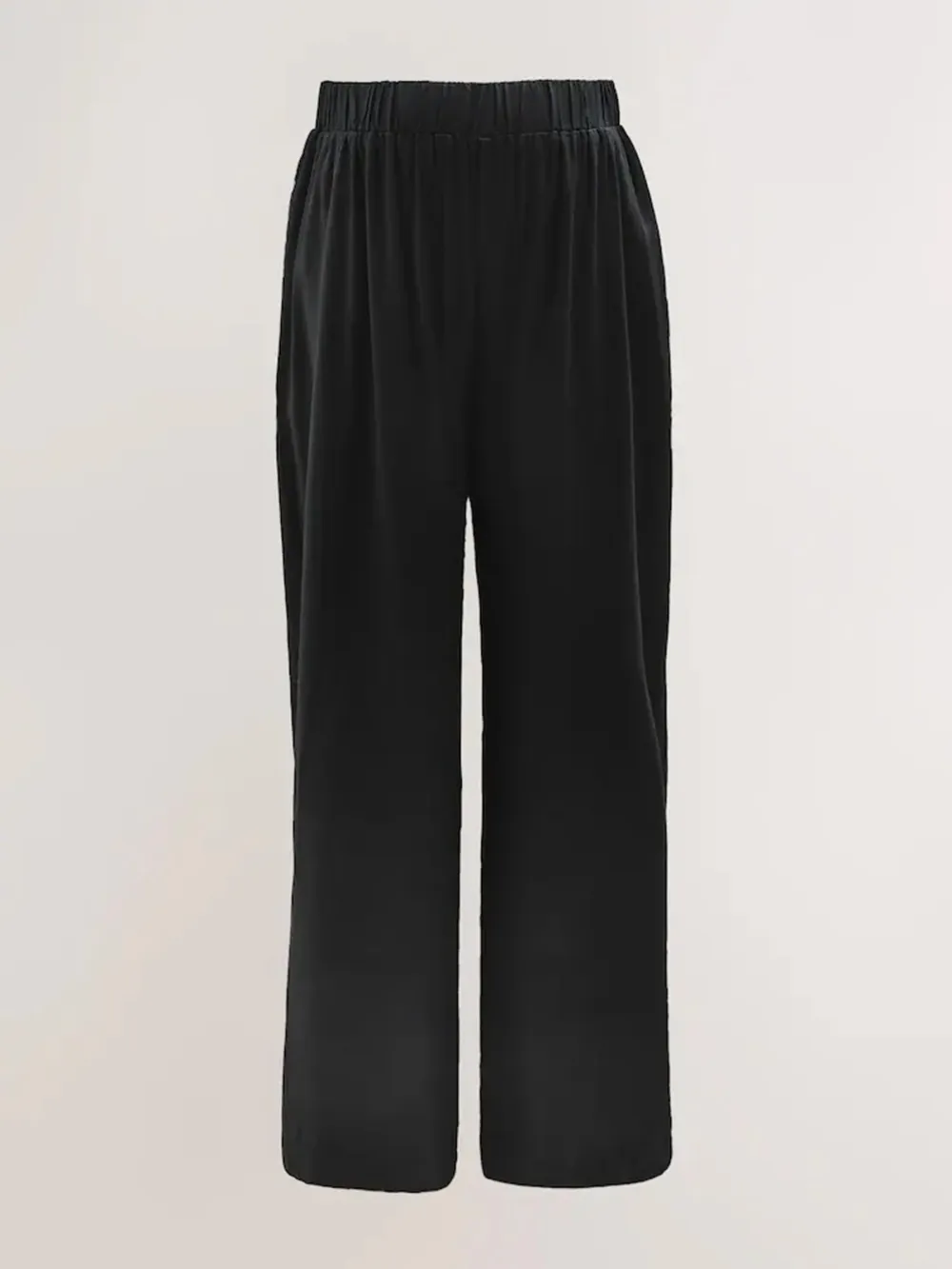 Black Wide-Leg Pants With Linen