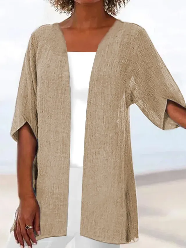 Women's Casual Jacket Dailywear V Neck Solid Color Comfortable Designer Outerwear Long Sleeve Summer Blue S