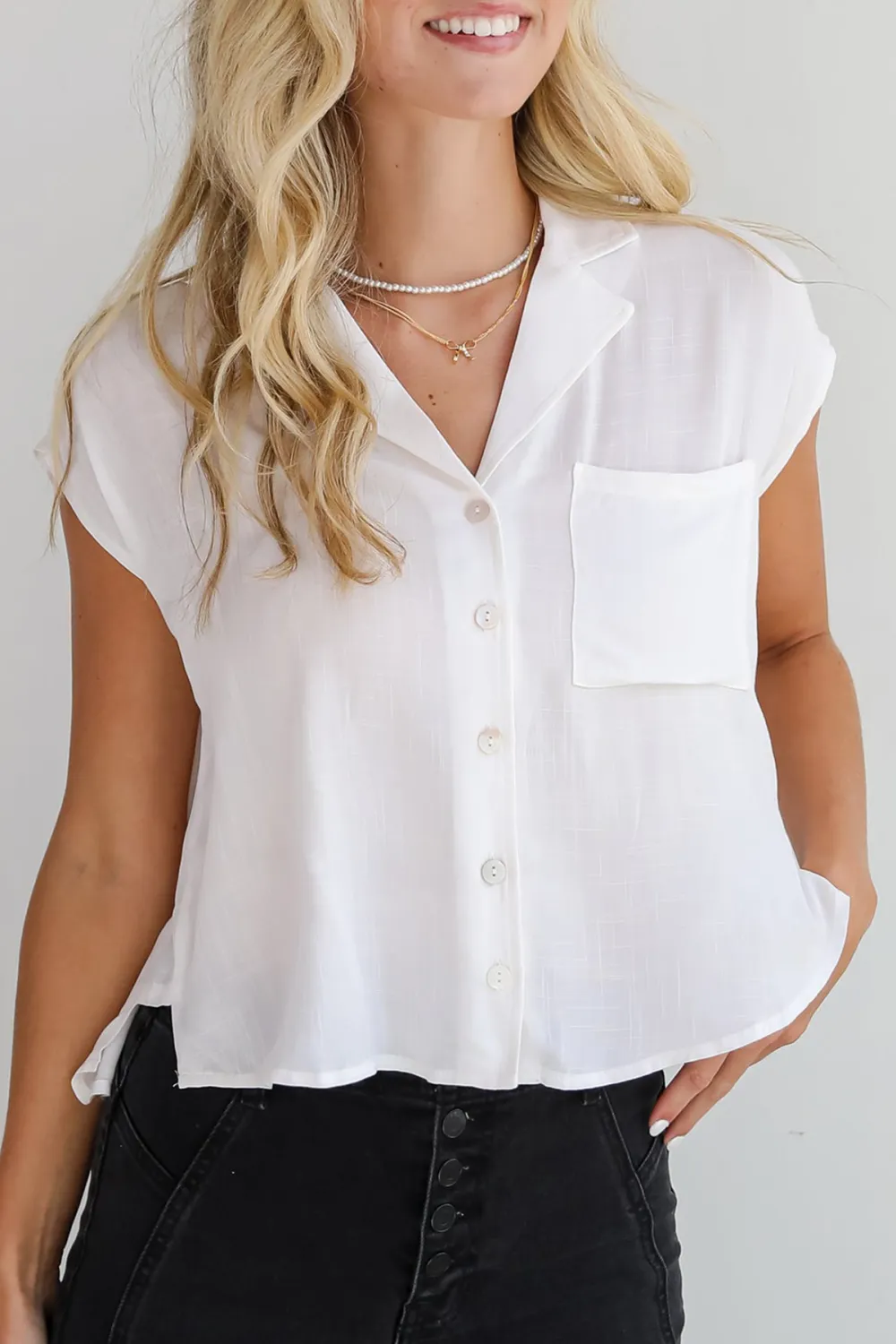 Seriously Cute Off White Blouse