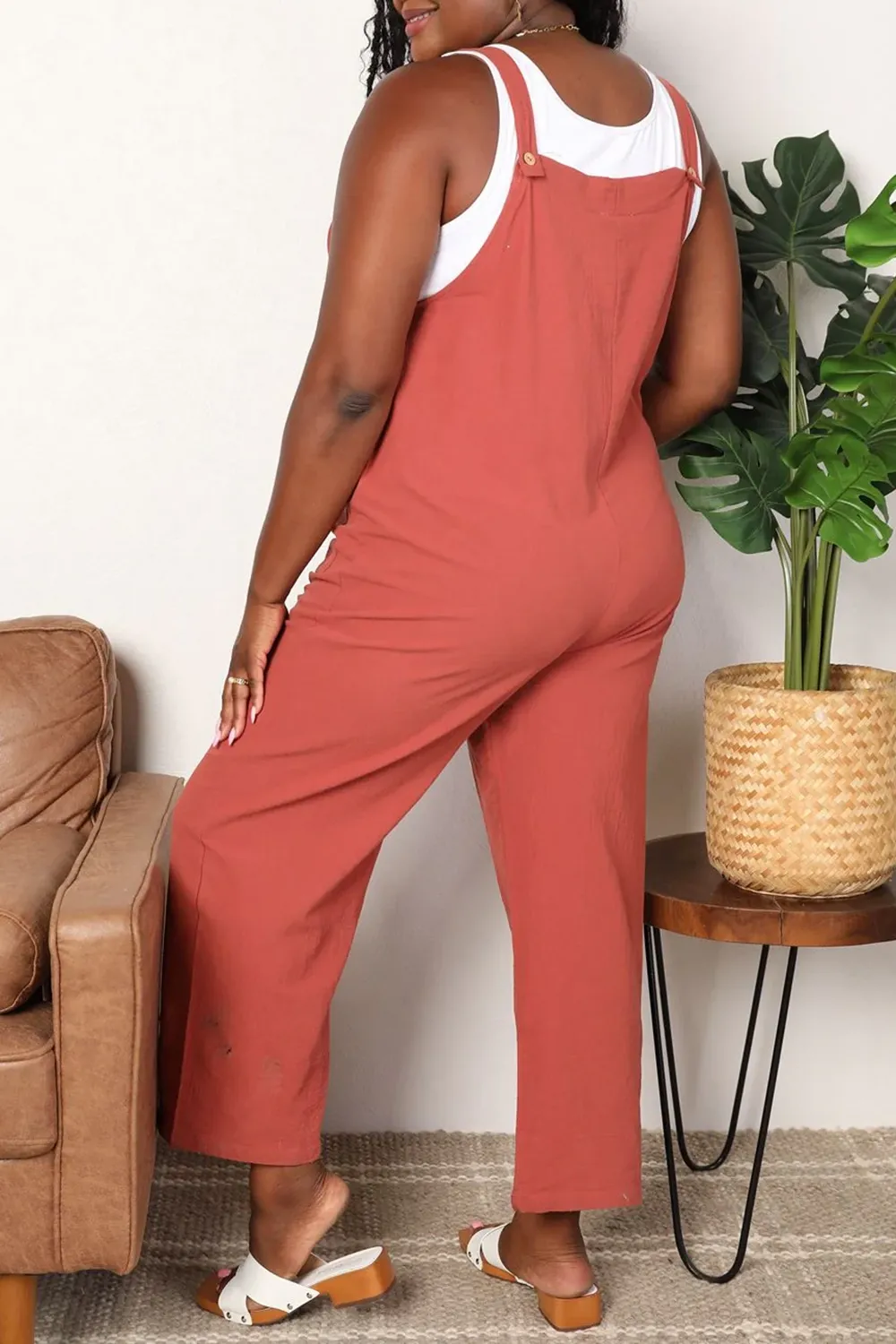Red Orange Loose Soft Breathable Jumpsuit