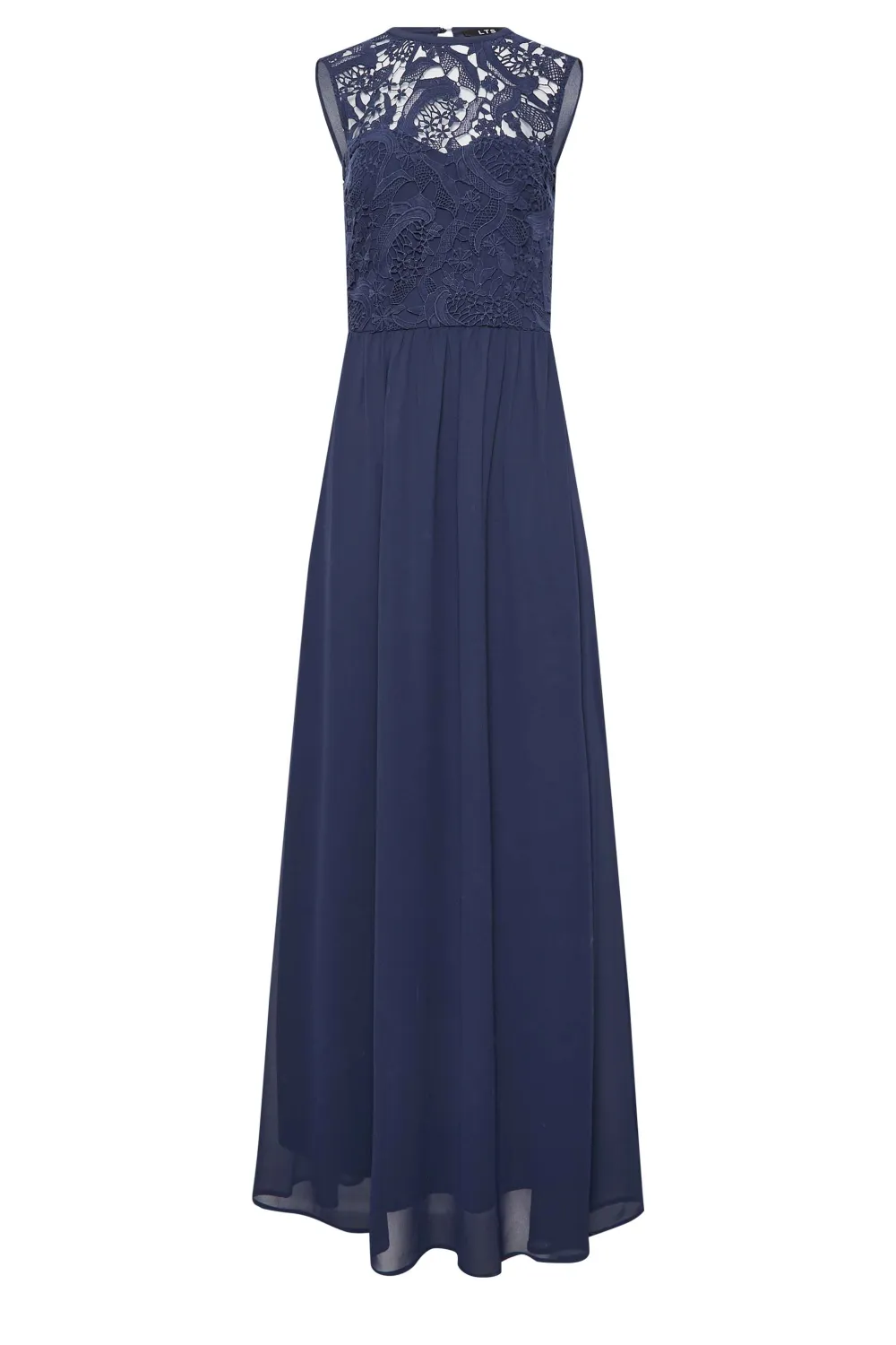 LTS Tall Navy Blue Lace Chiffon Maxi Dress