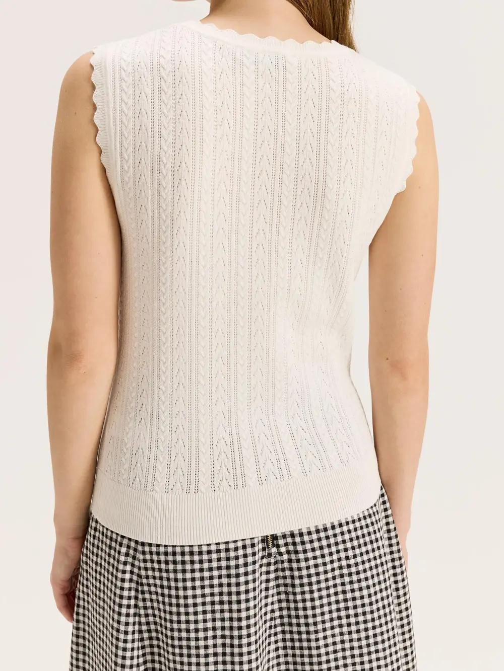 Ivory Hollow Knit Vest Top