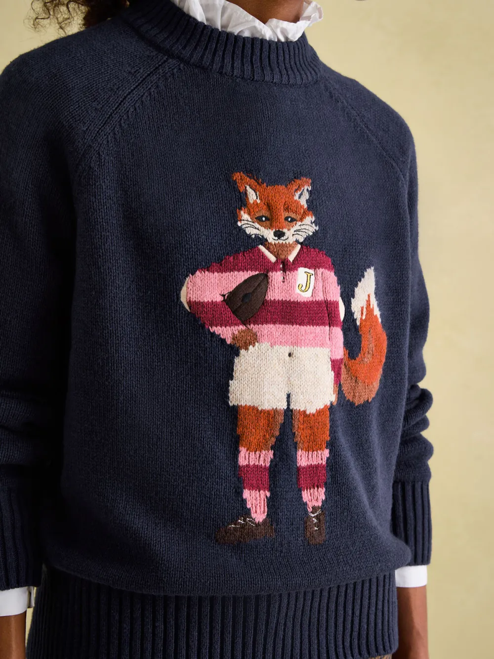Dark Green Intarsia Fox Knit Jumper