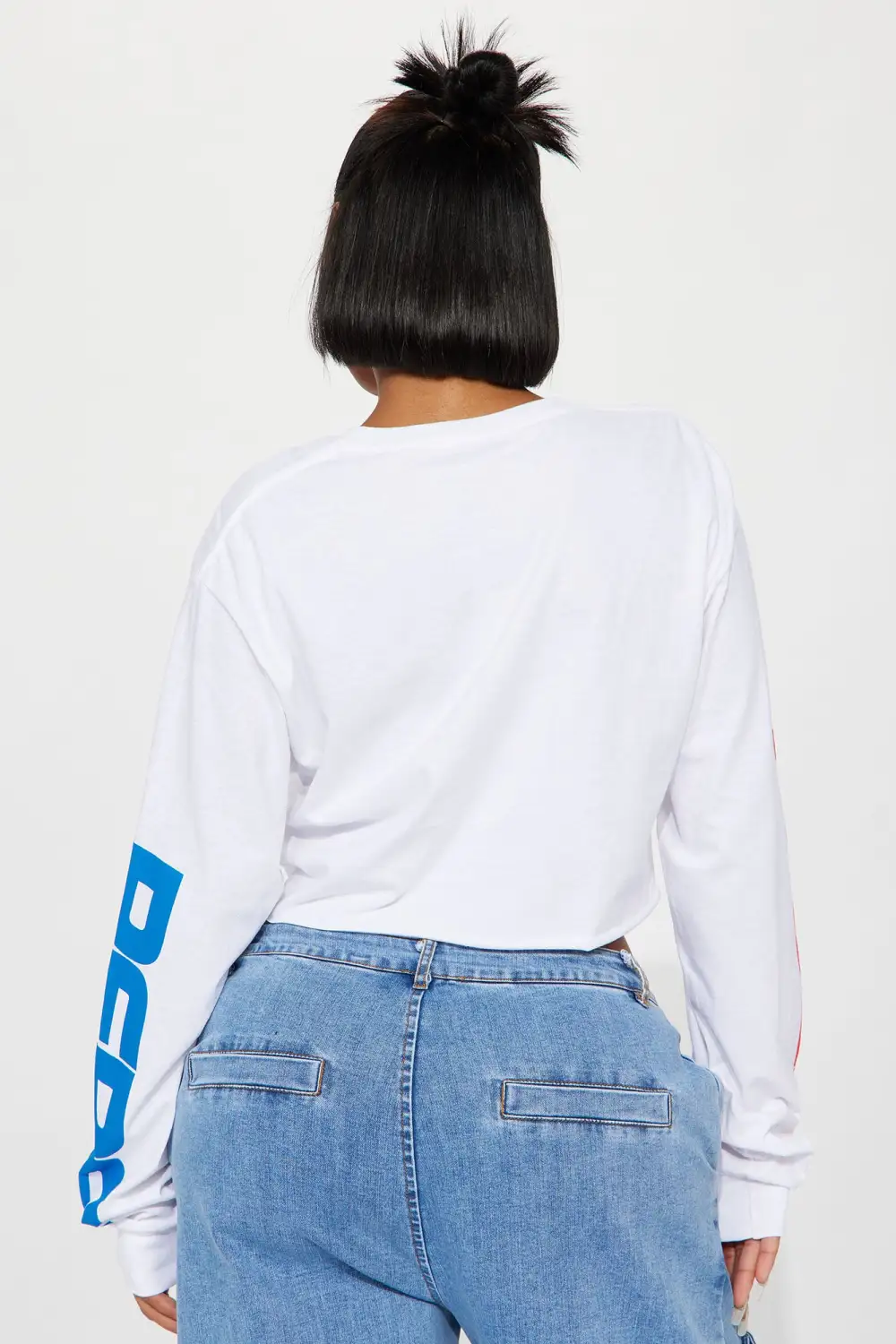 Pepsi Cola Long Sleeve Crop Top - White