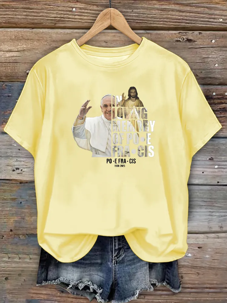 Women's In Loving Memory Of PF 1936-2025 Print Short Sleeve Round Neck Cotton T-Shirt