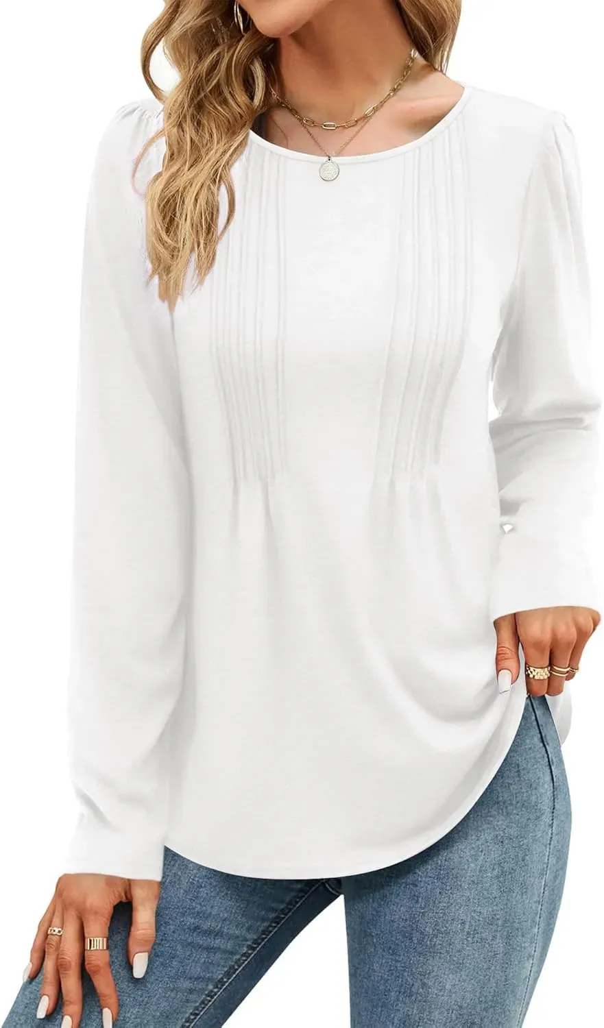 WIHOLL Blouses for Womens Dressy Casual 2024 Fall Tops Long Sleeve Shirts Loose Fit Tunics