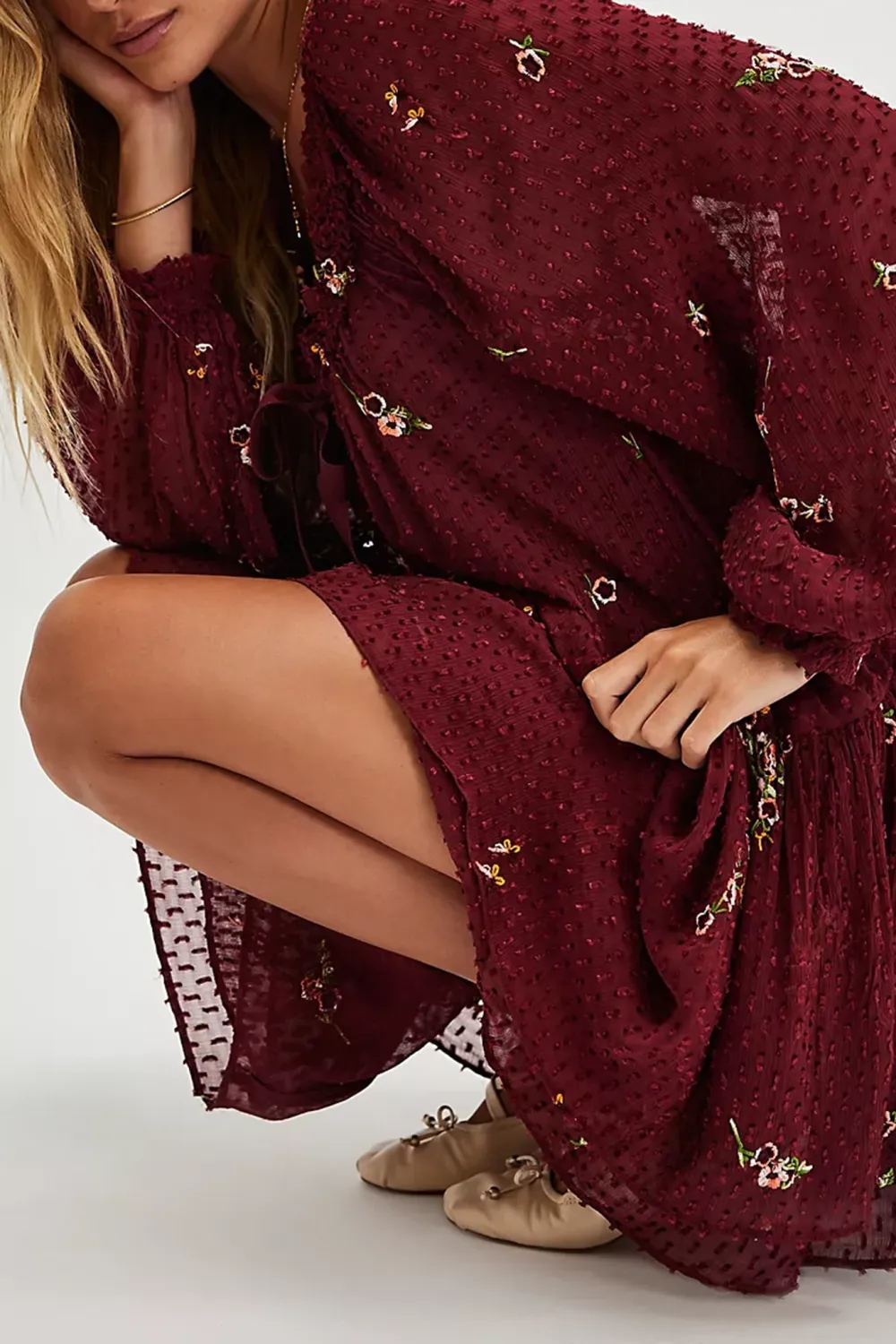 Tie Neck Flutter Sleeve Floral Mini Dress