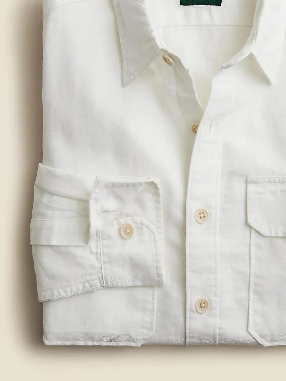 White Long Sleeve Double Pocket Shirt