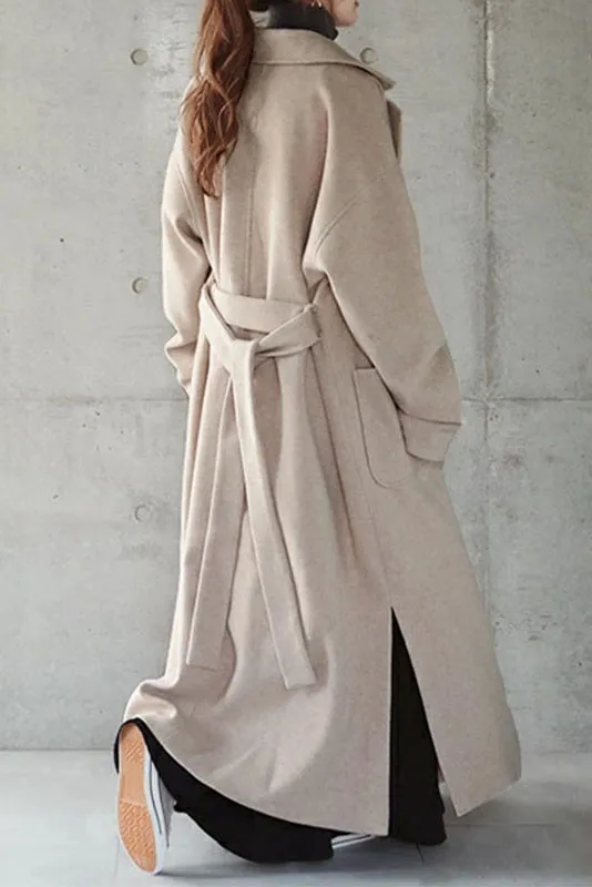 Oversized Solid Lapel Casual Coat