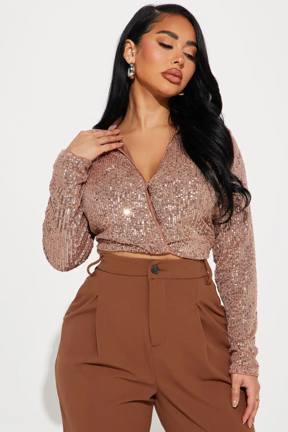 Scarlett Sequin Top - Mocha