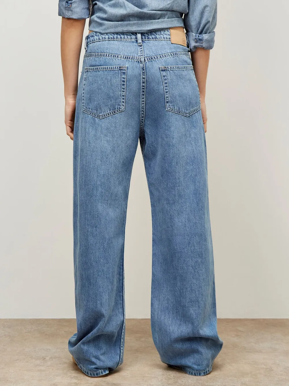 Light-Wash Wide Straight Leg Jeans