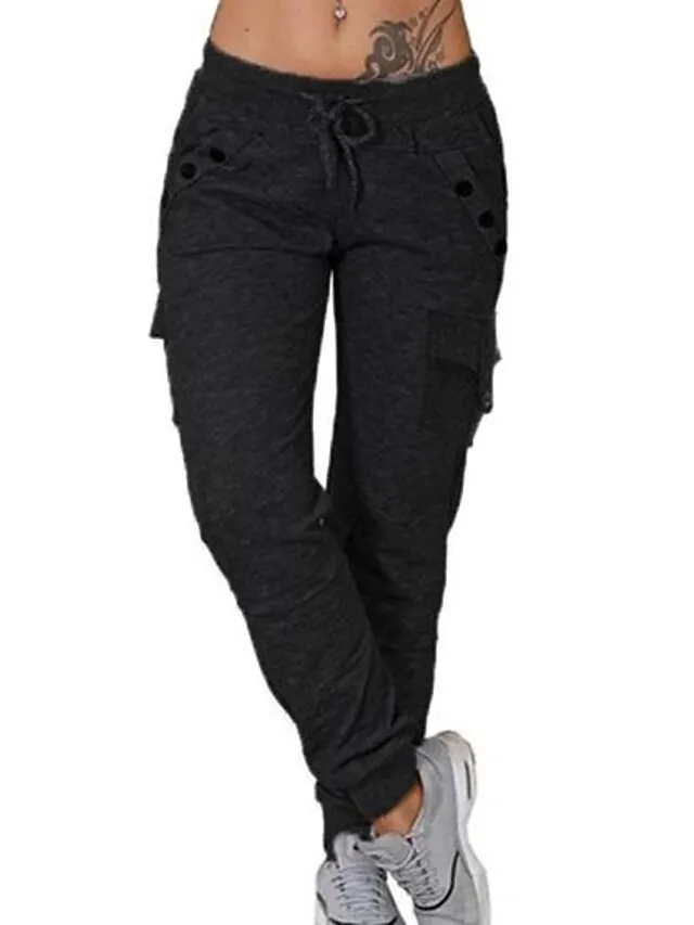 Women's Sweatpants Joggers Cargo Pants Blue Pink Light Grey Mid Waist Casual / Sporty Athleisure Leisure Sports Weekend Full Length Comfort Plain S M L XL 2XL