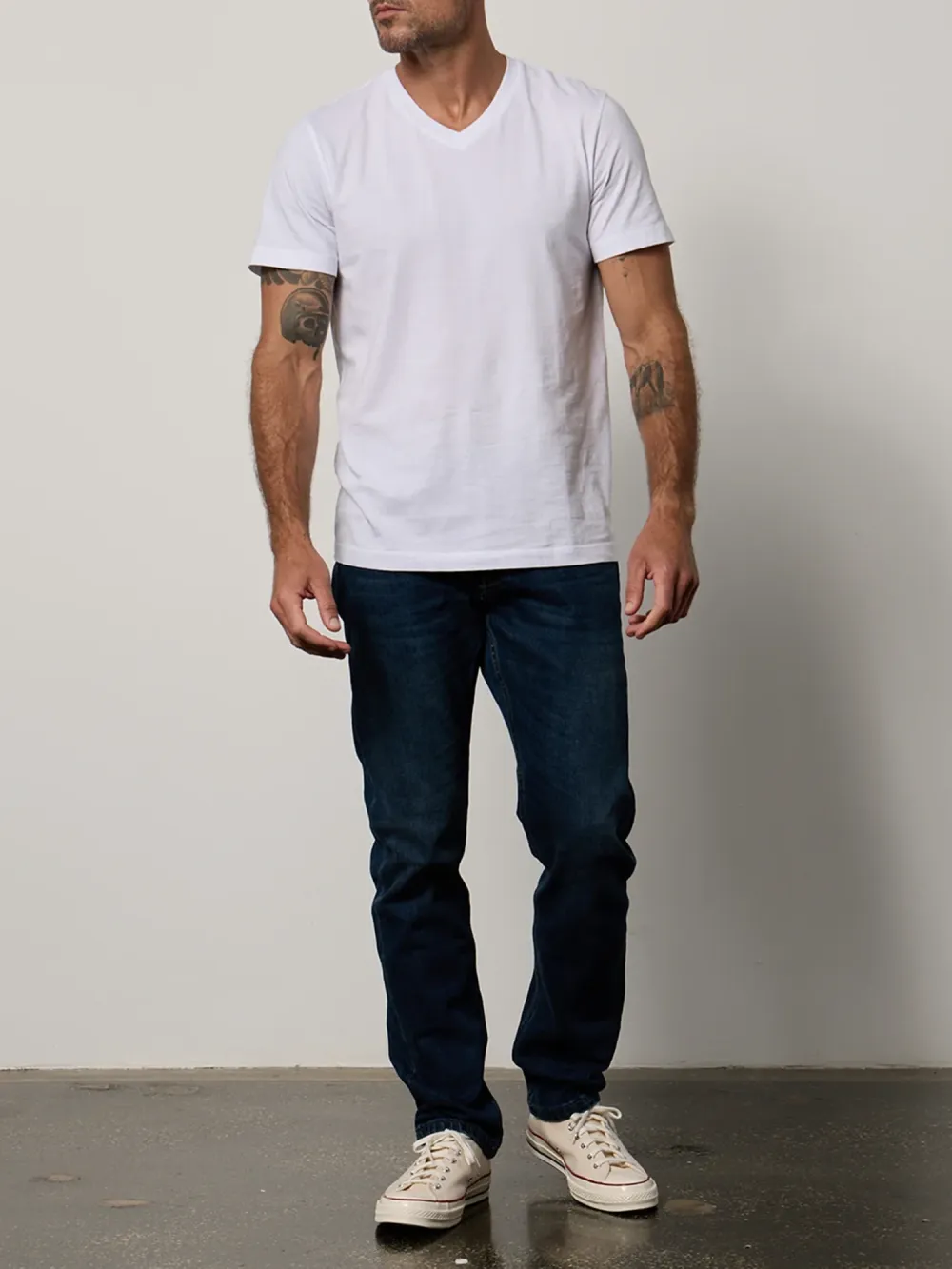 Men's Fashion Cotton V-Neck Solid Short Sleeve T-Shirt