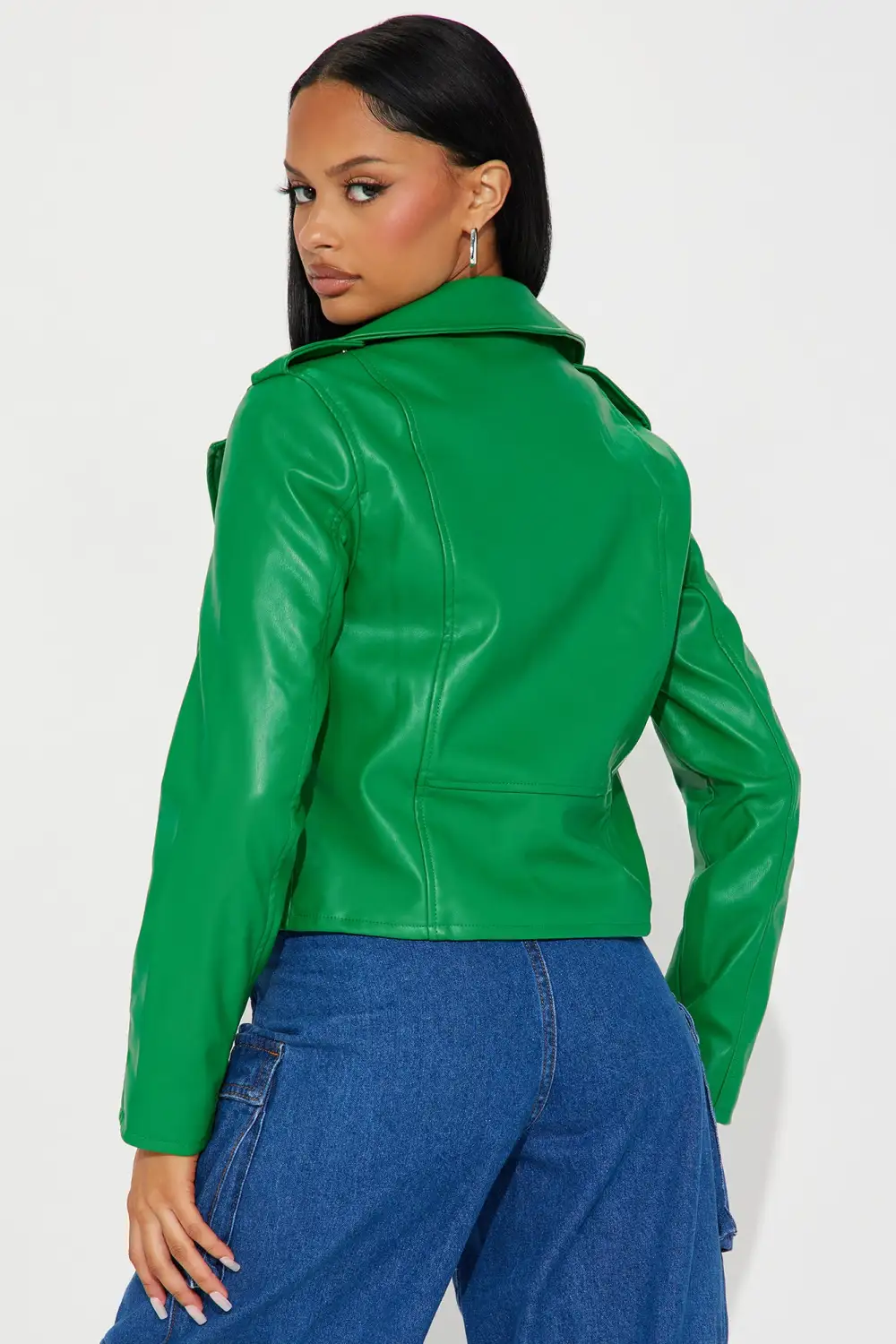 End Of The Road Faux Leather Jacket - Kelly Green