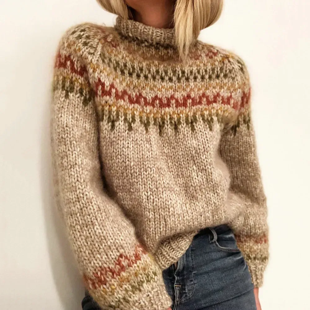 High Neck Tribal Geometry Casual Comfy Knitwear