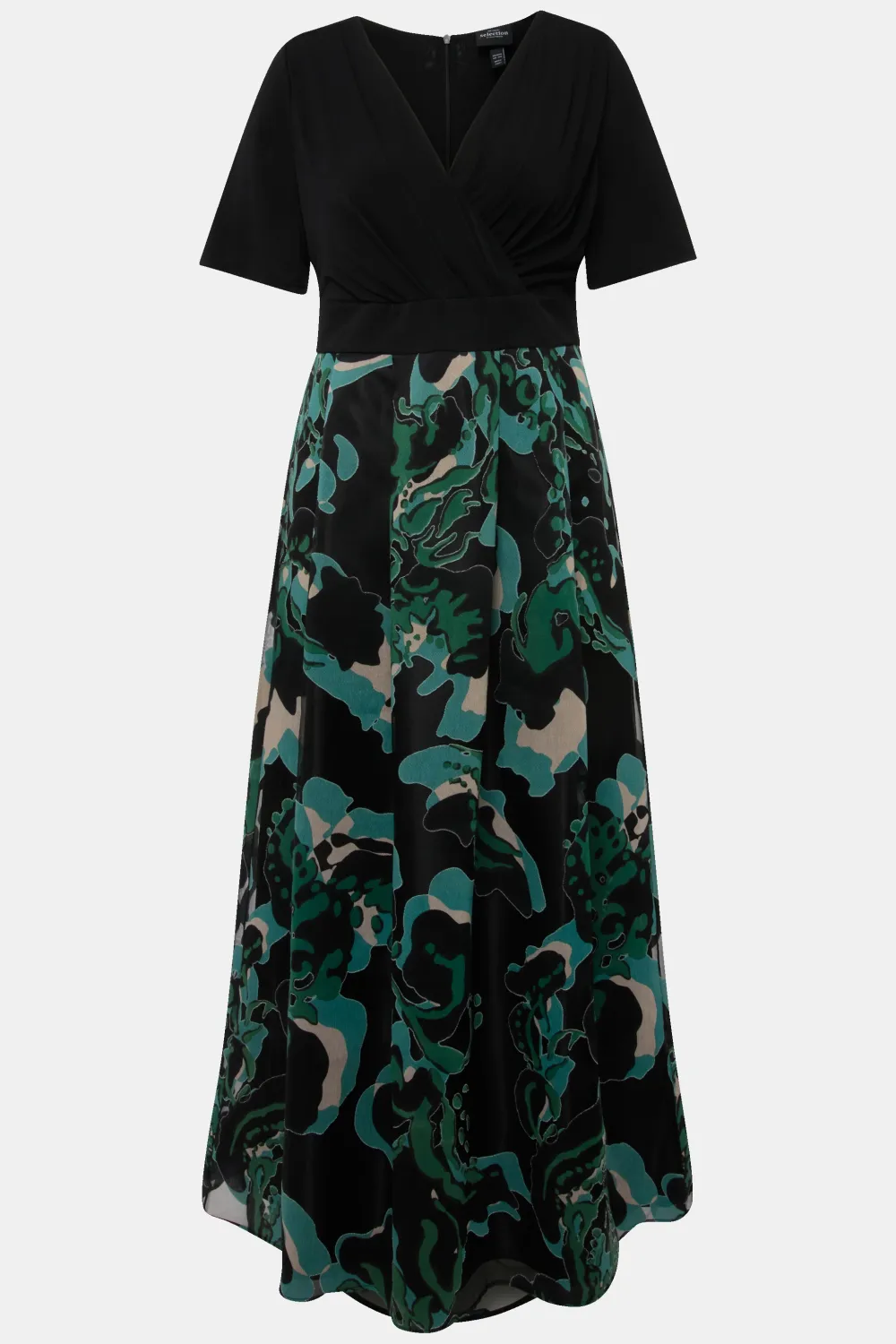 Ausbrenner-Maxikleid A-Linie V-Ausschnitt Halbarm