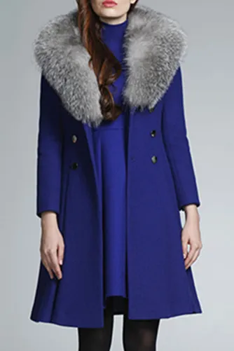 Contrast faux fur collar coat