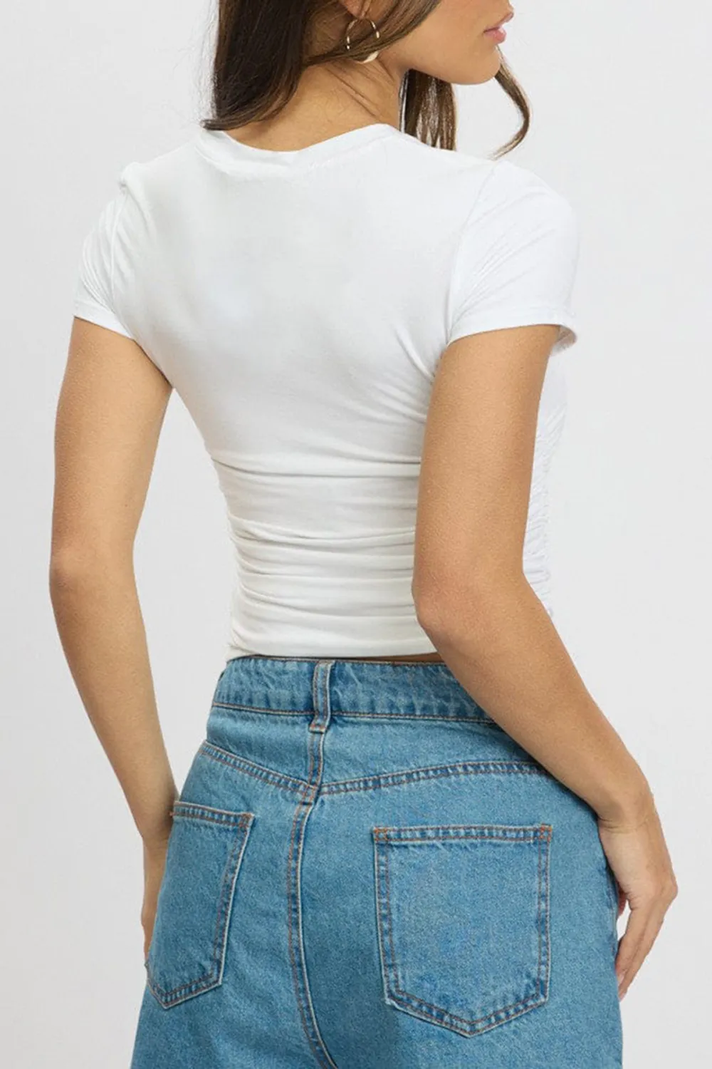 White T Shirt Short Sleeve Crew Neck Modal