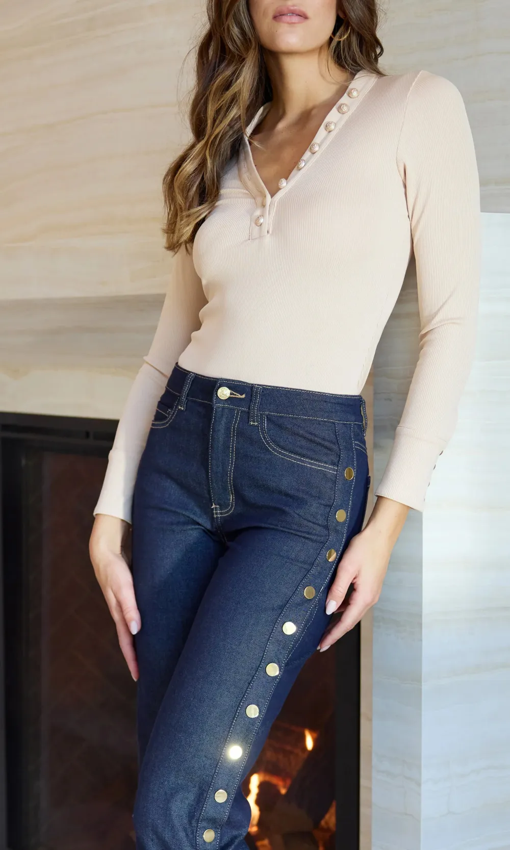 Side Snap Denim Pants