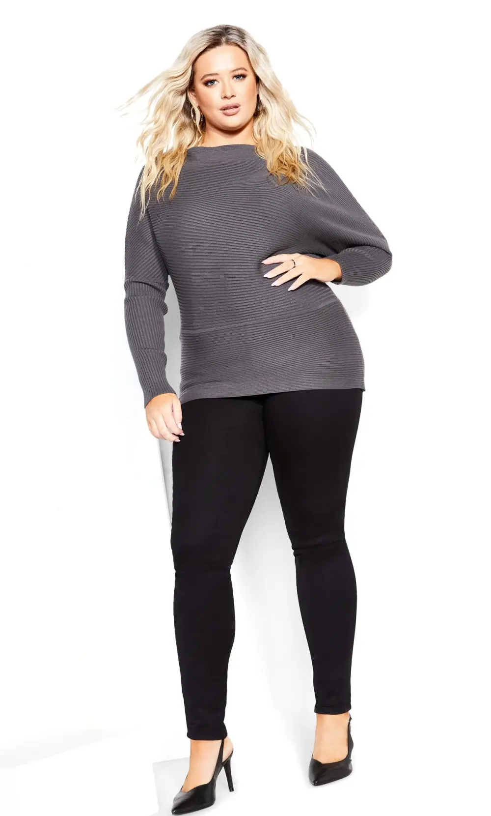 Evans Grey Ribbed Jumper