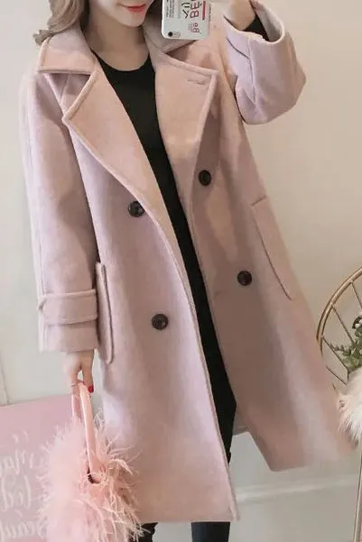 Faux Woolen Double Face Lapel Coat