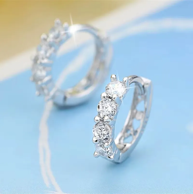 Chic Silver - Toned Zircon Hoop Earrings