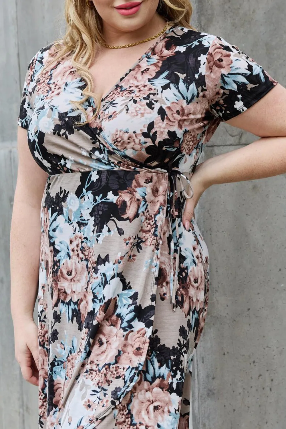 Mature All-Match Floral V-Neck Dress